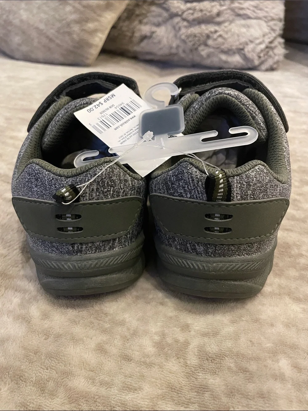 OshKosh B'gosh Machine Washable Gray and Olive Kids Sneakers